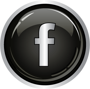 The image displays a round black icon with a white lowercase f in the center, representative of the Facebook logo.